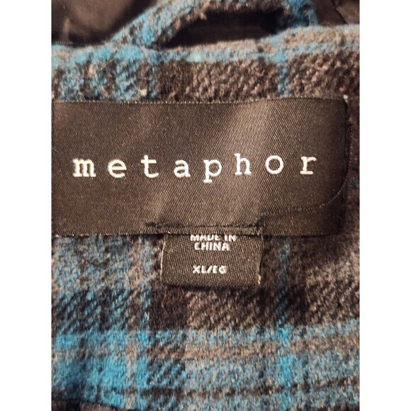Metaphor Women’s XL Plaid Hooded Peacoat Wool Blend Double Breasted Belted - Picture 10 of 13